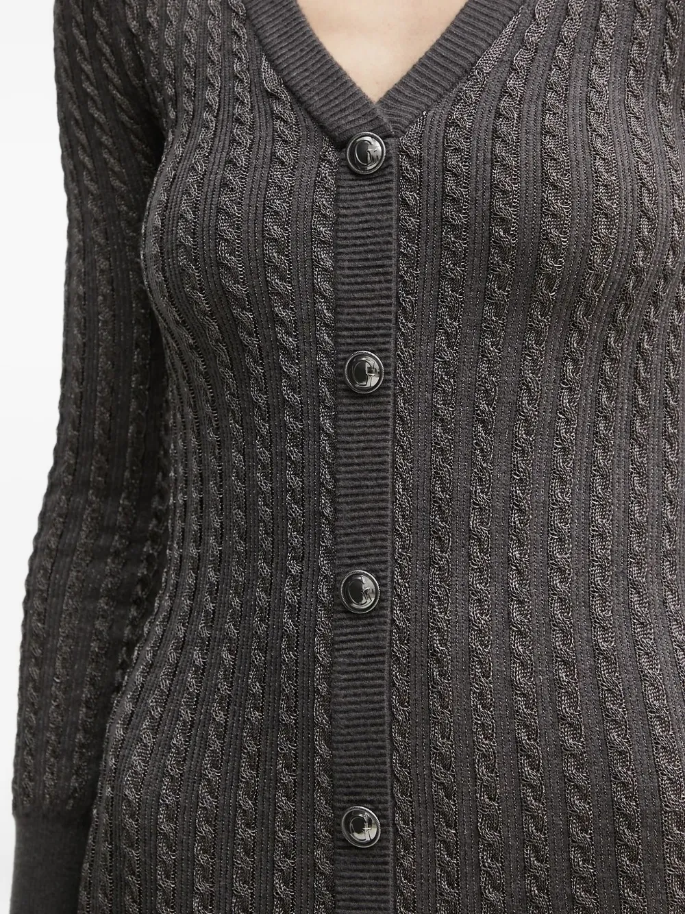 Guess Usa Cable-knit Button-front Midi Dress In Gray