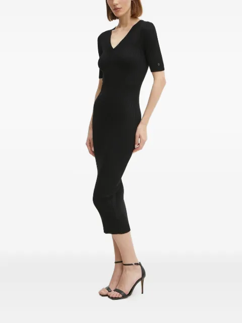 GUESS USA ribbed V-neck midi dress