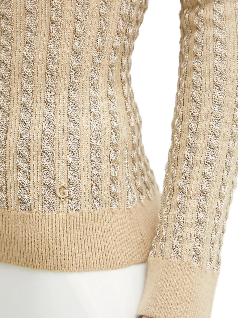 Guess Usa Cable-knit Sweater In Neutral