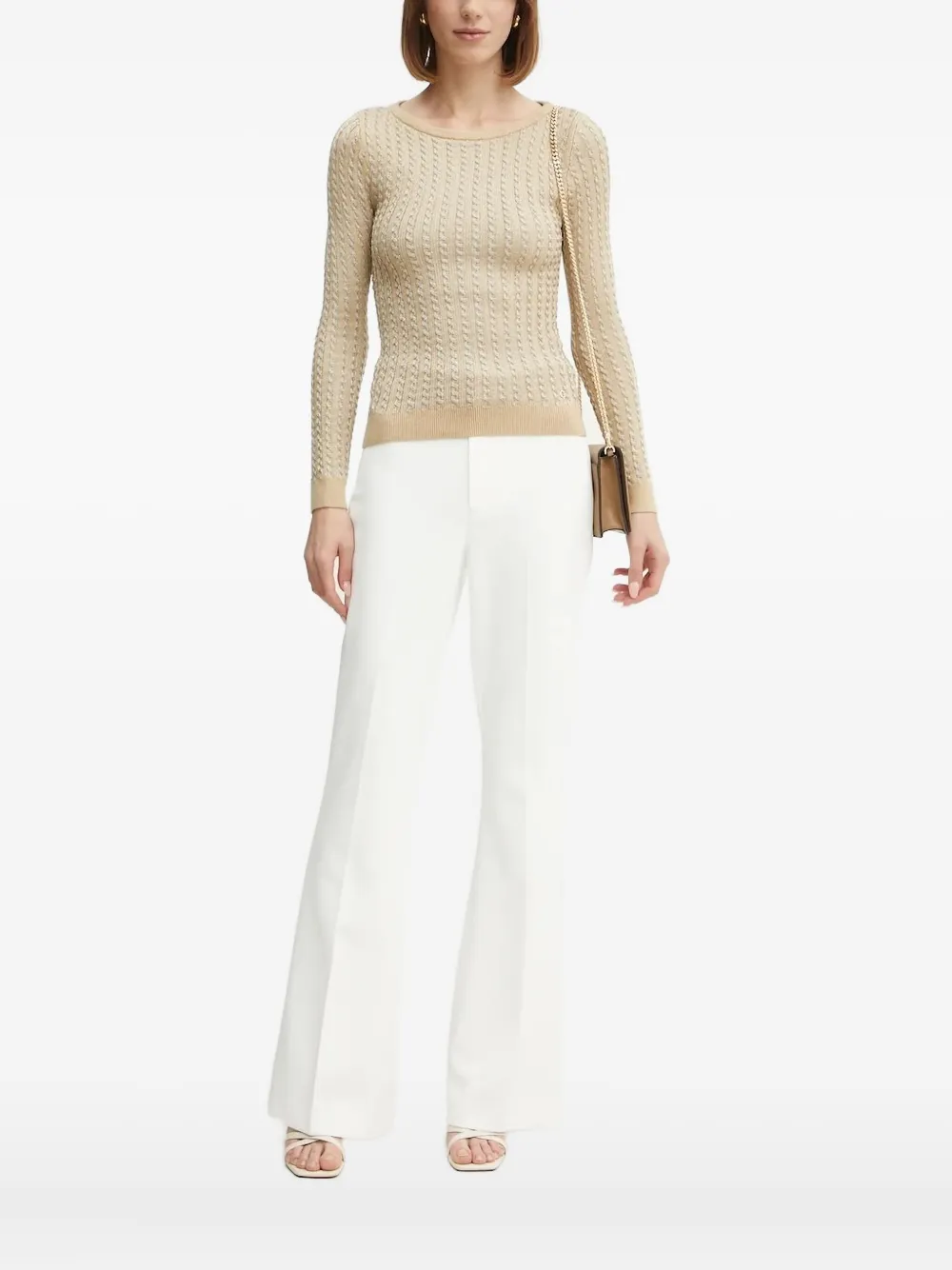 Guess Usa Cable-knit Sweater In Neutral
