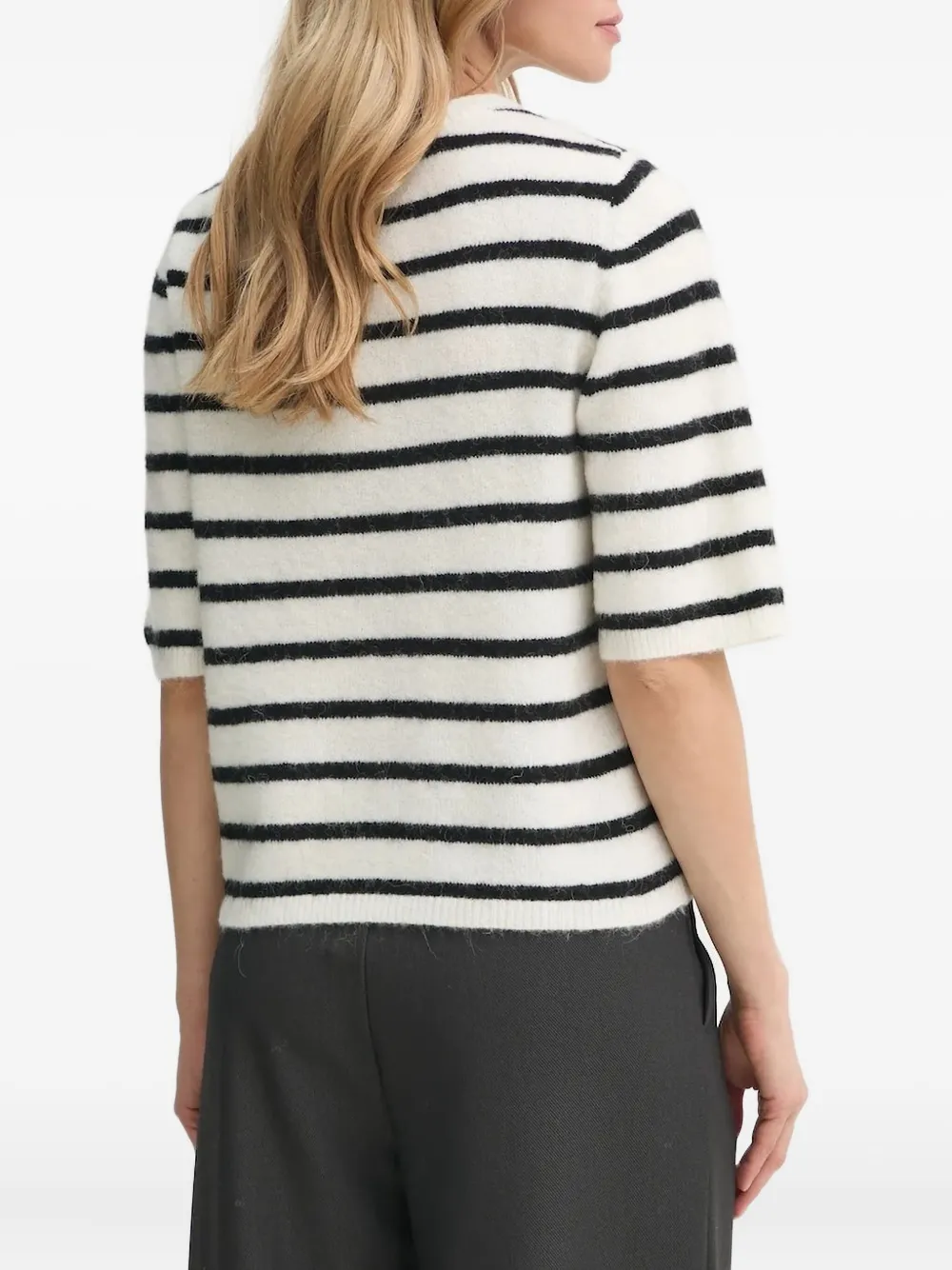 Gestuz striped puff-sleeve knit T-shirt | Knitted Sweaters | Image 2