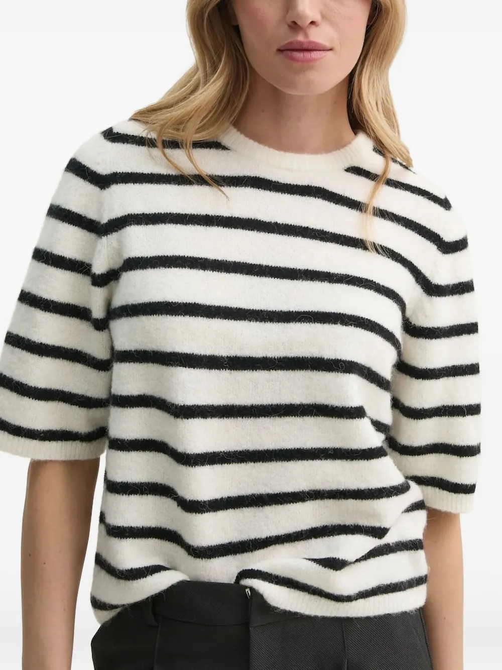 Gestuz Gestreept T-shirt met pofmouwen Wit