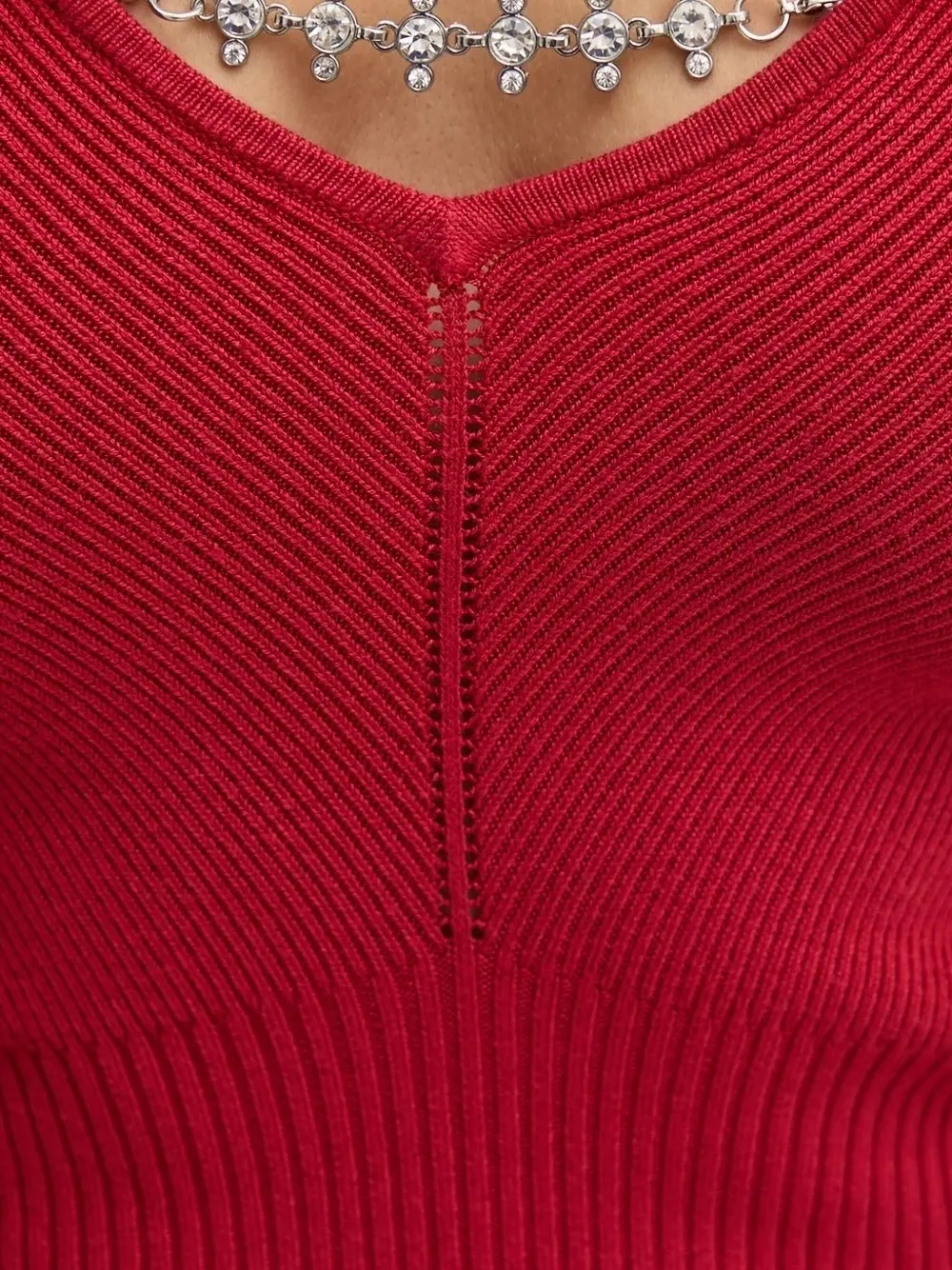GUESS USA Geribbelde midi-jurk verfraaid met kristallen Rood