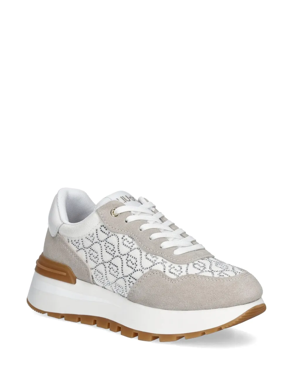 LIU JO logo-rhinestone sneakers - Wit