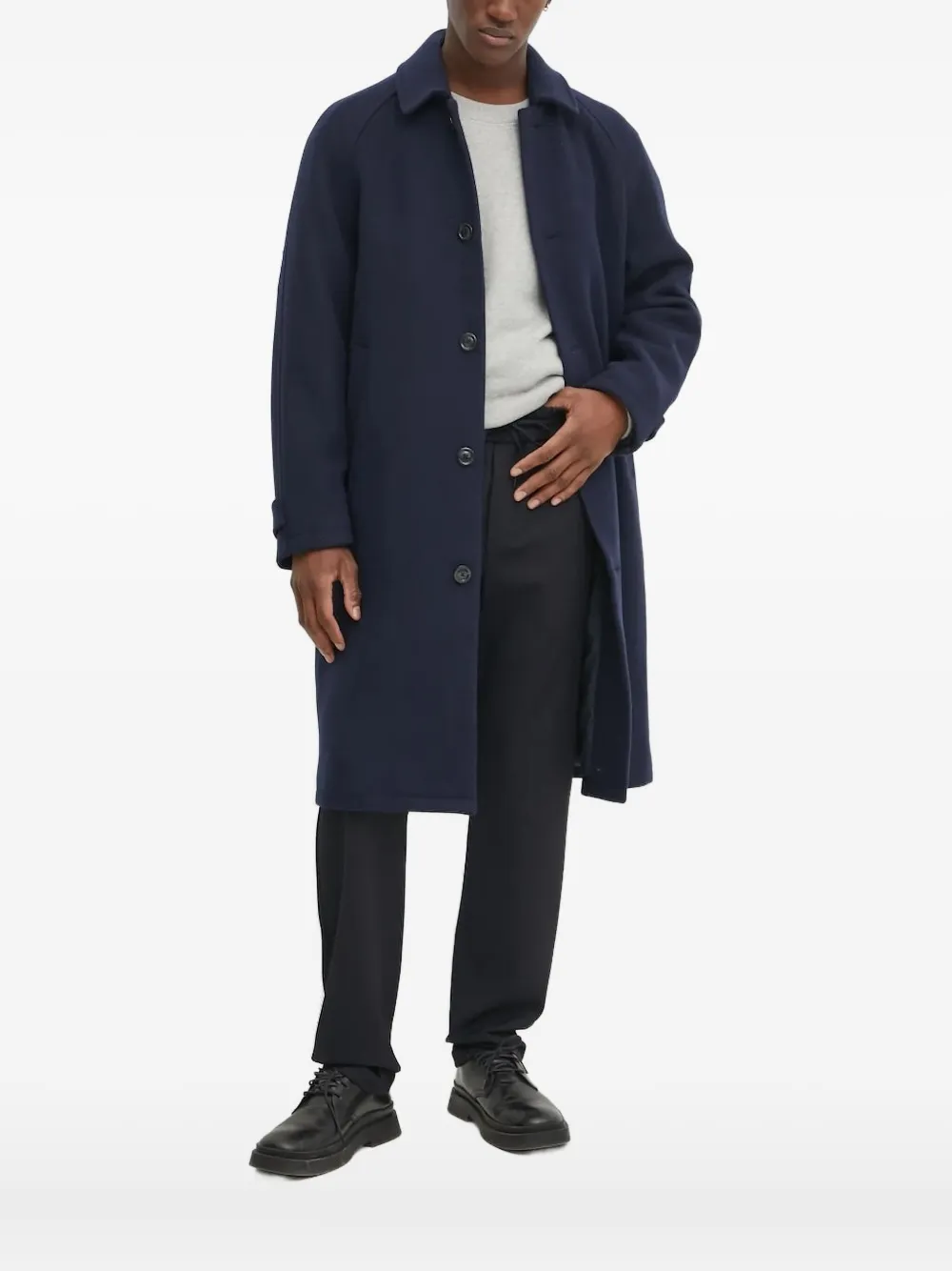Les Deux Raglan-sleeve Buttoned Coat In Blue