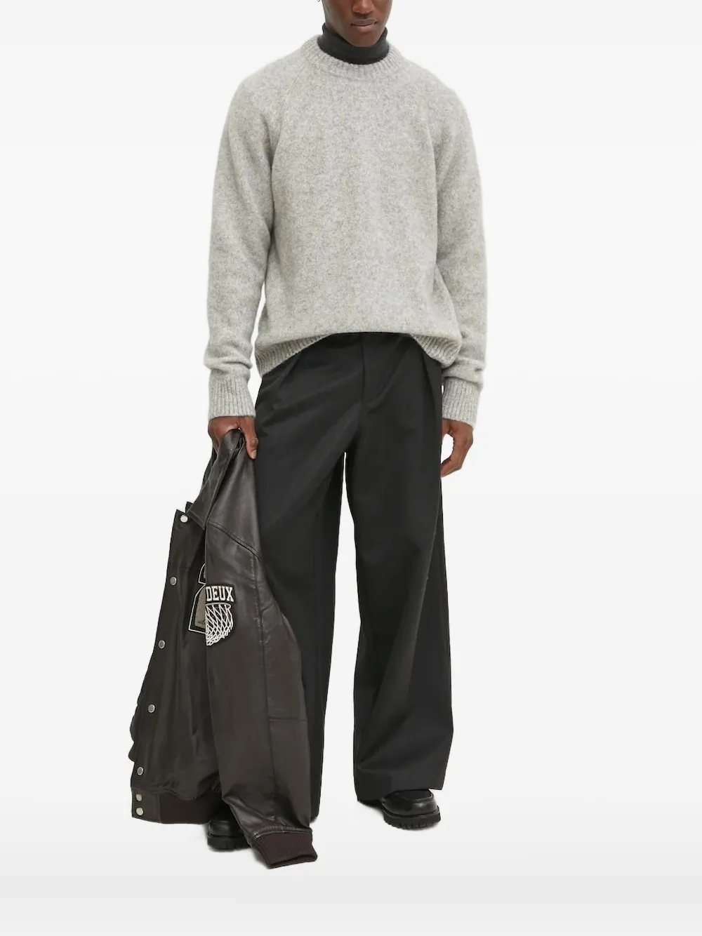 Les Deux Raglan-sleeve Wool Sweater In Gray