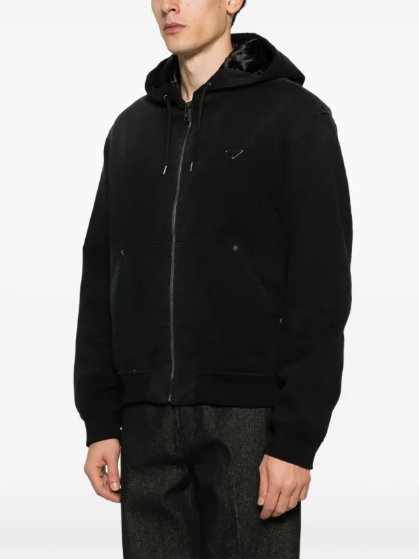 Prada Denim Hooded Jacket | Black | FARFETCH NO