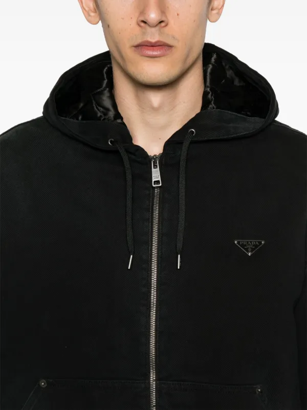 Prada Denim Hooded Jacket | Black | FARFETCH NO