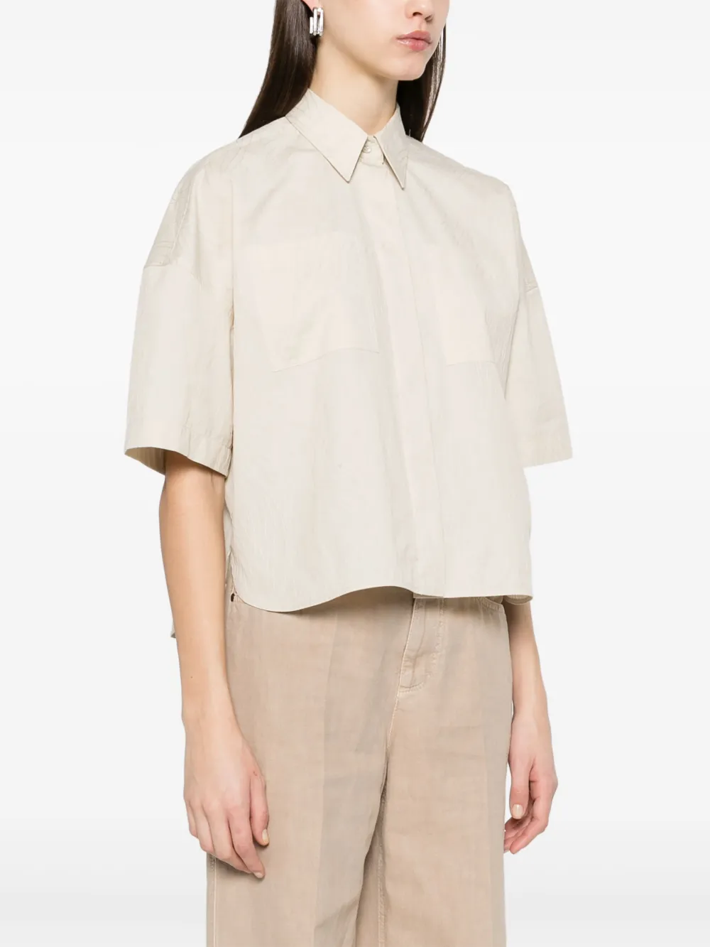 Brunello Cucinelli Blouse met grafisch patroon Beige