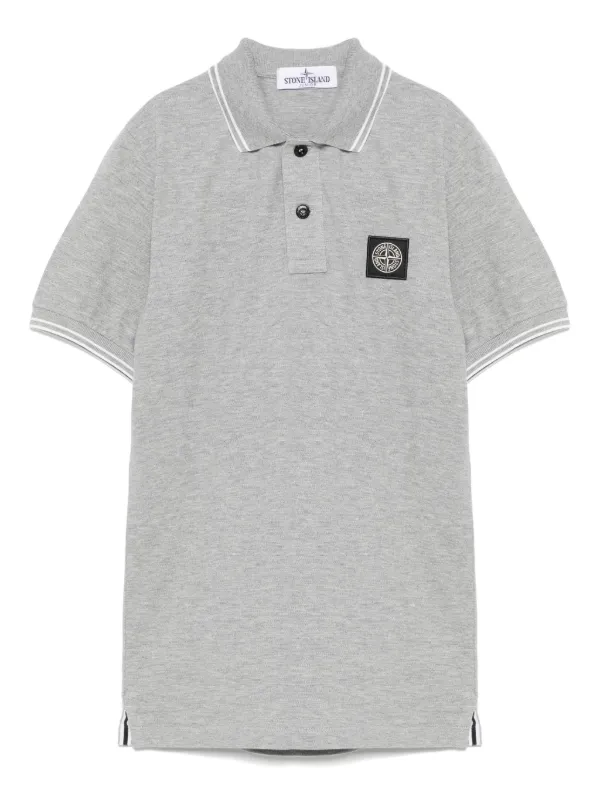 Stone Island Junior Compass-patch Polo Shirt Grey FARFETCH TR