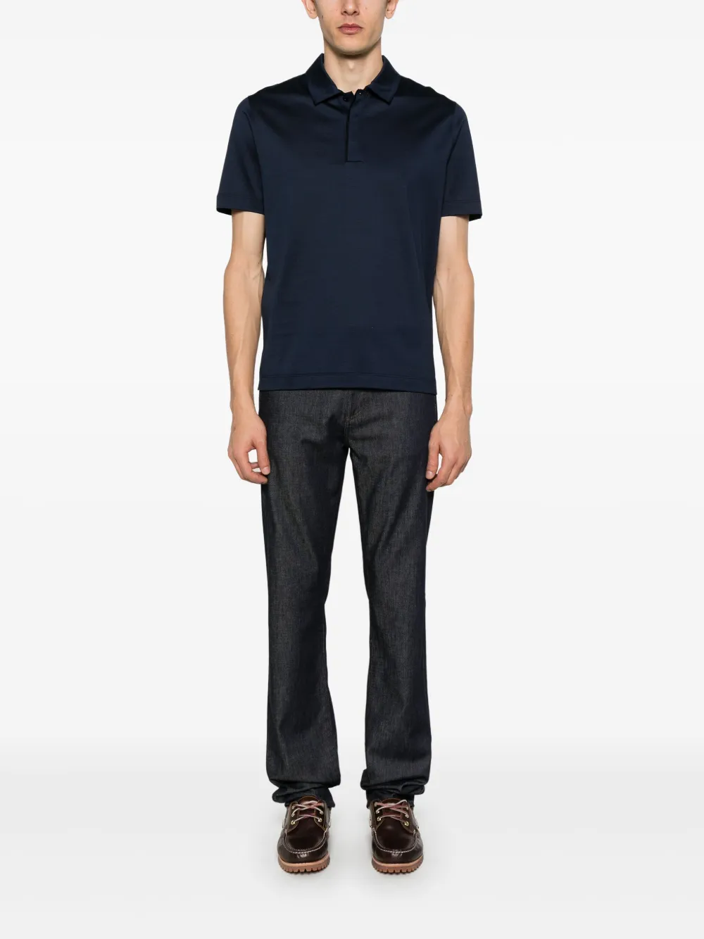 Canali Jersey poloshirt - Blauw