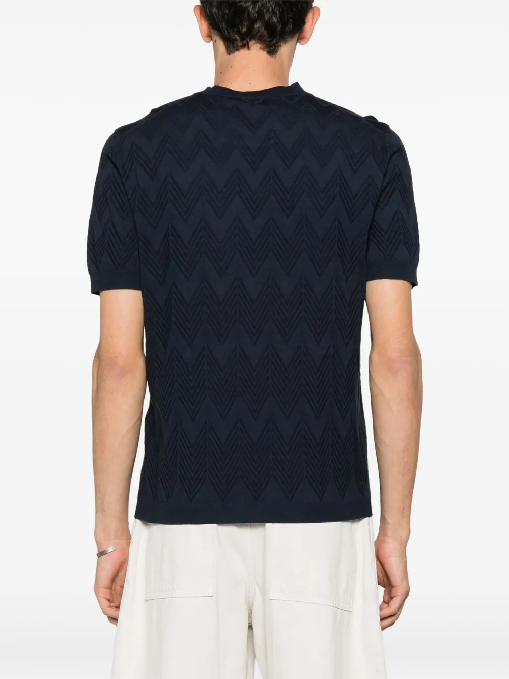 Missoni Gebreid T-shirt met zigzag-patroon Blauw