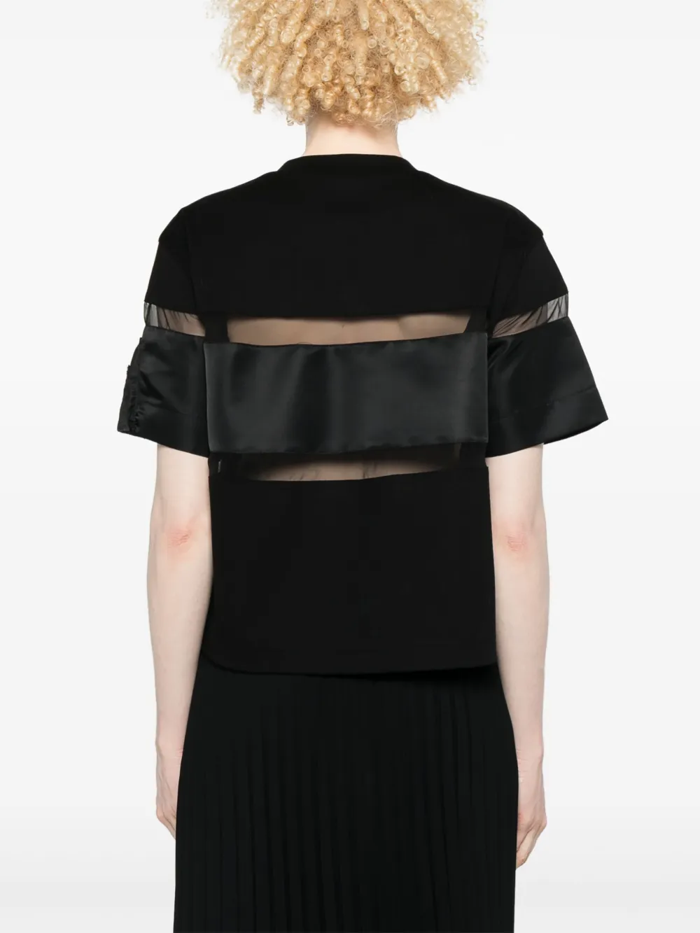 sacai T-shirt met transparante vlakken Zwart