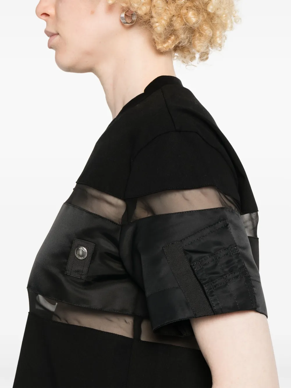sacai T-shirt met transparante vlakken Zwart