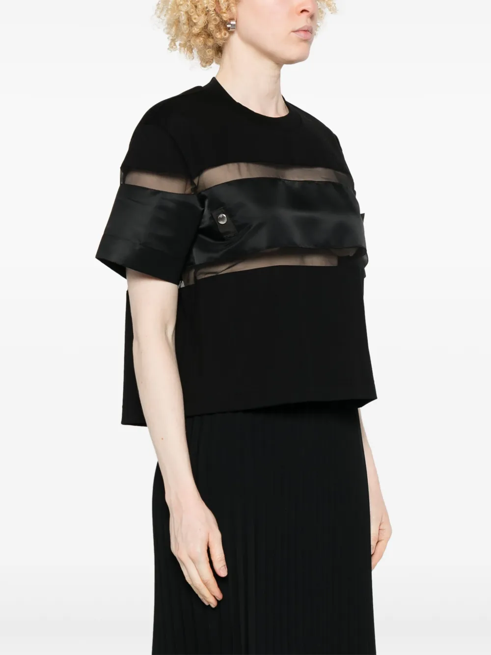 sacai T-shirt met transparante vlakken Zwart