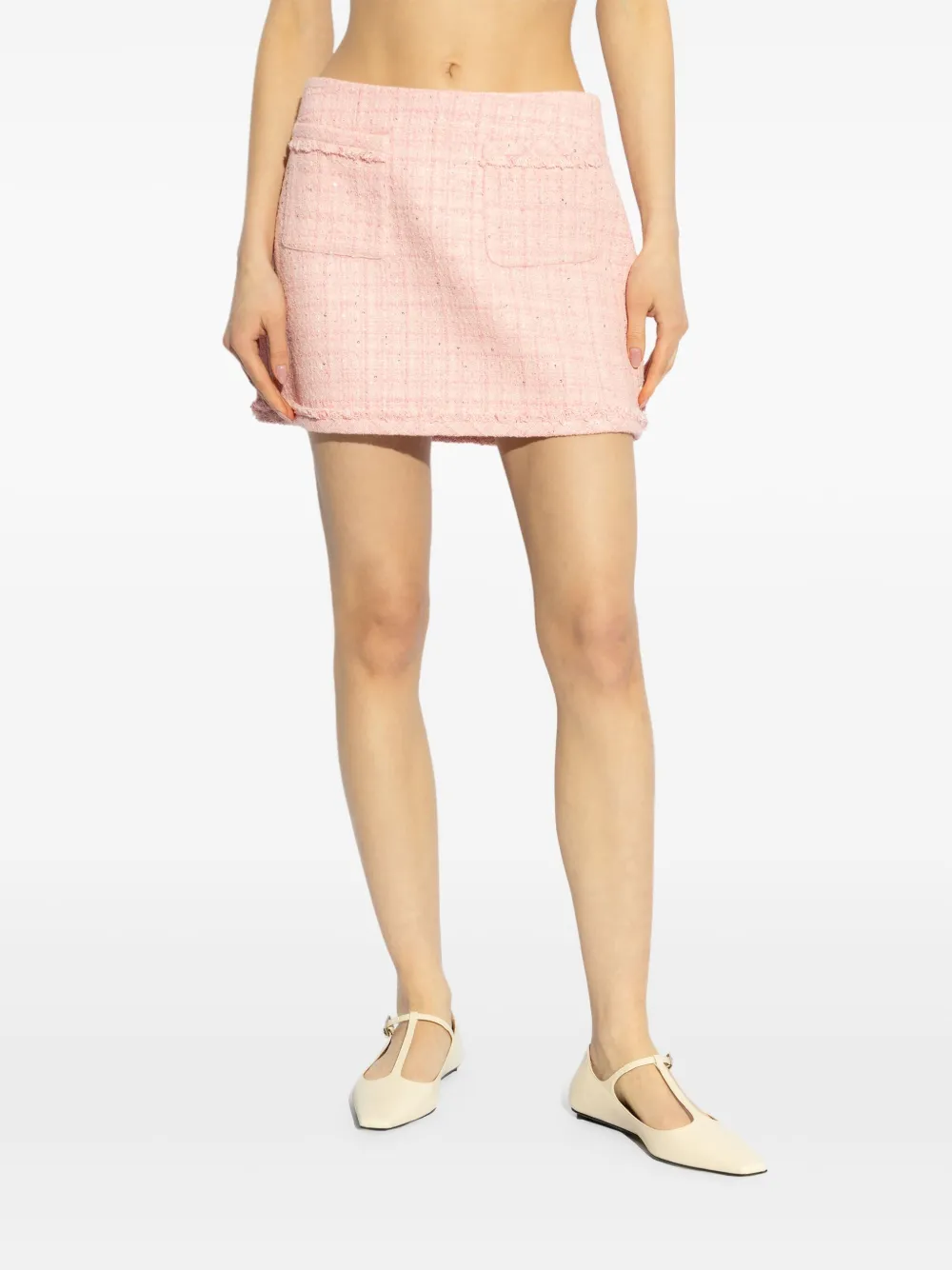 LoveShackFancy Tweed rok Roze