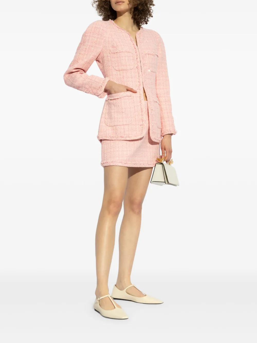 LoveShackFancy Tweed rok - Roze