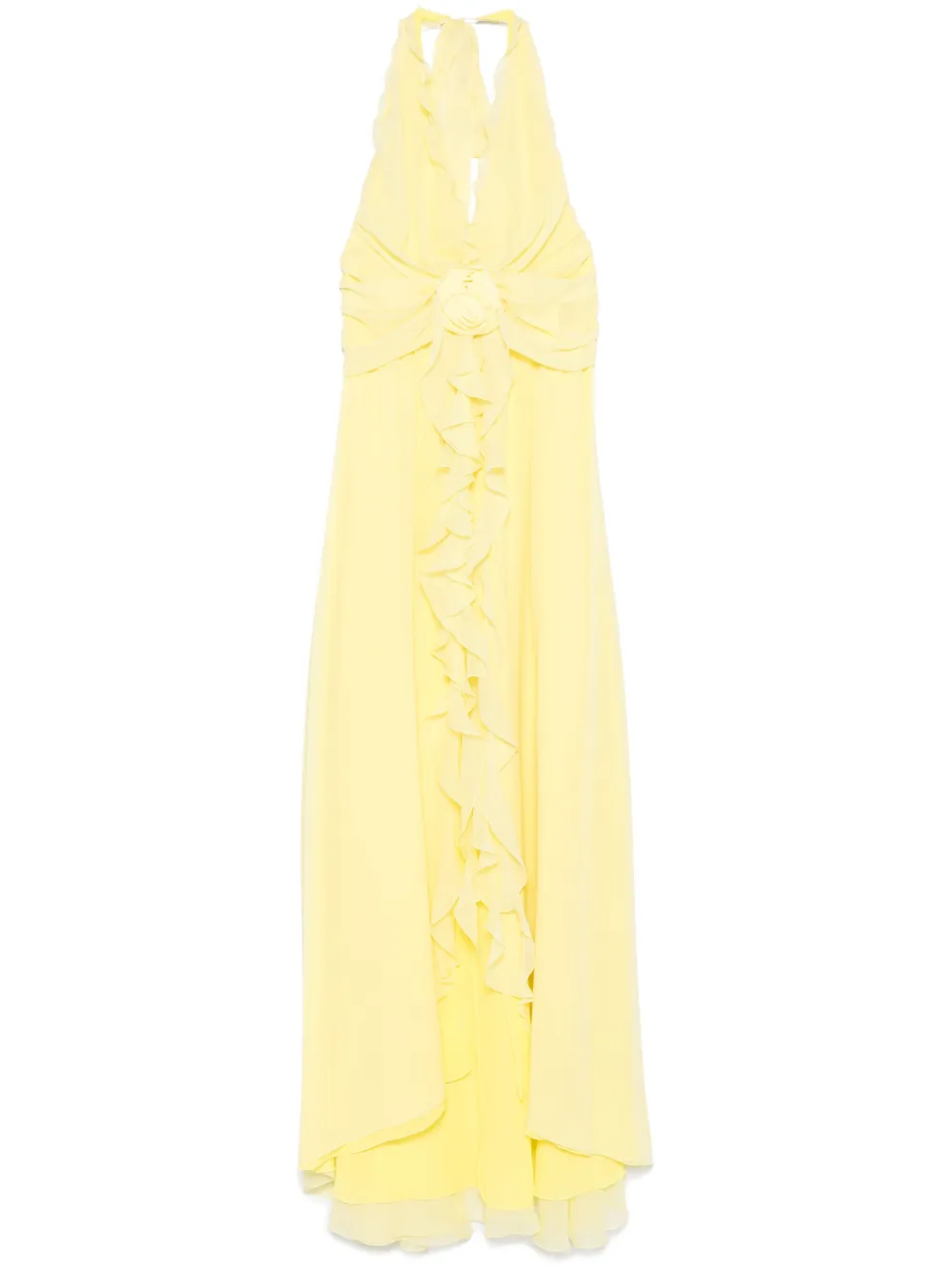 floral-appliqué maxi dress