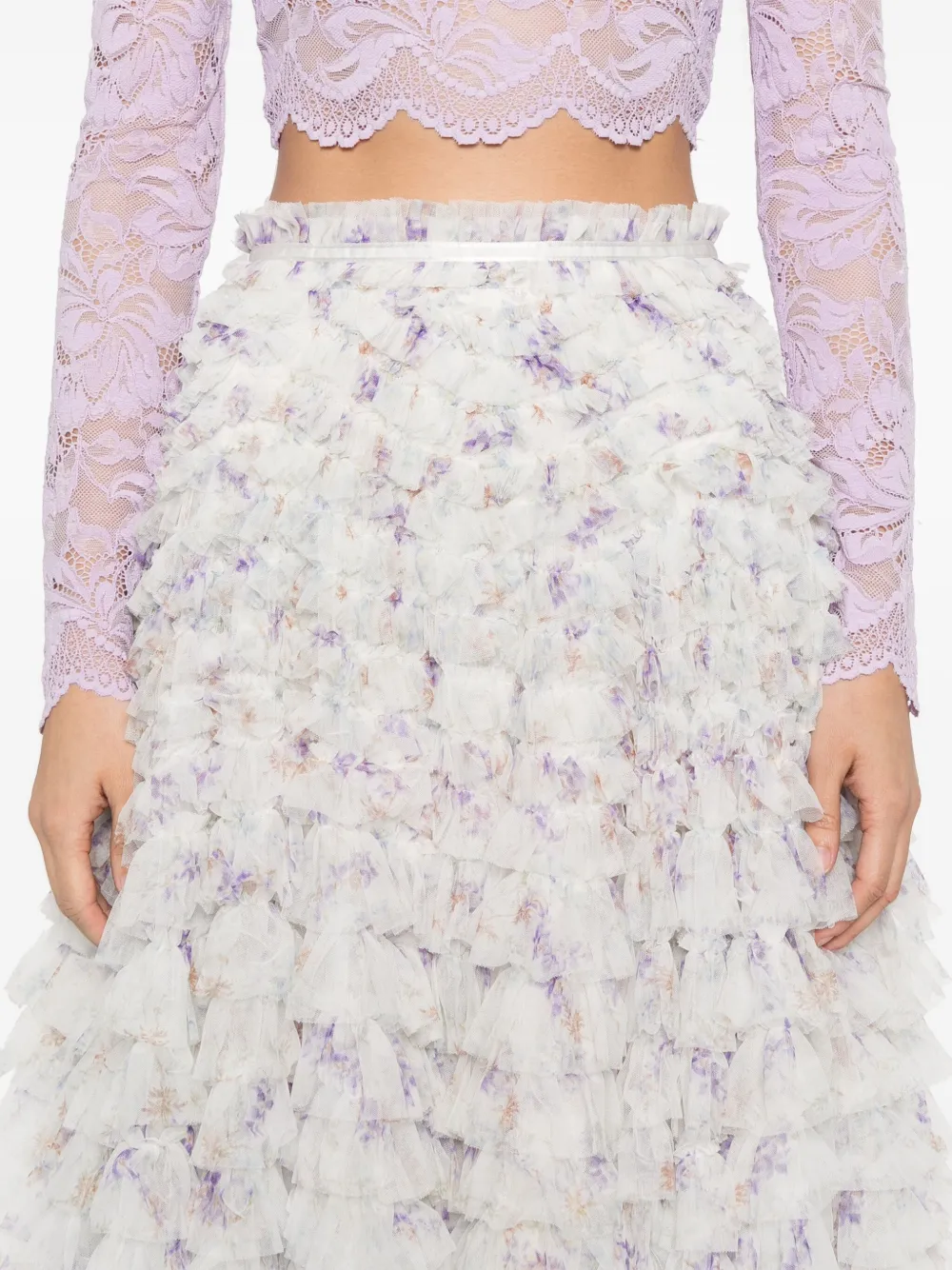 Needle & Thread Ophelia Ditsy Hattie maxi-rok Wit
