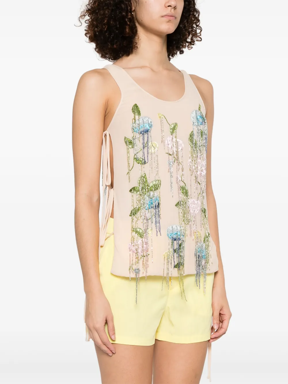 Blumarine Top met kralen kwastje Beige