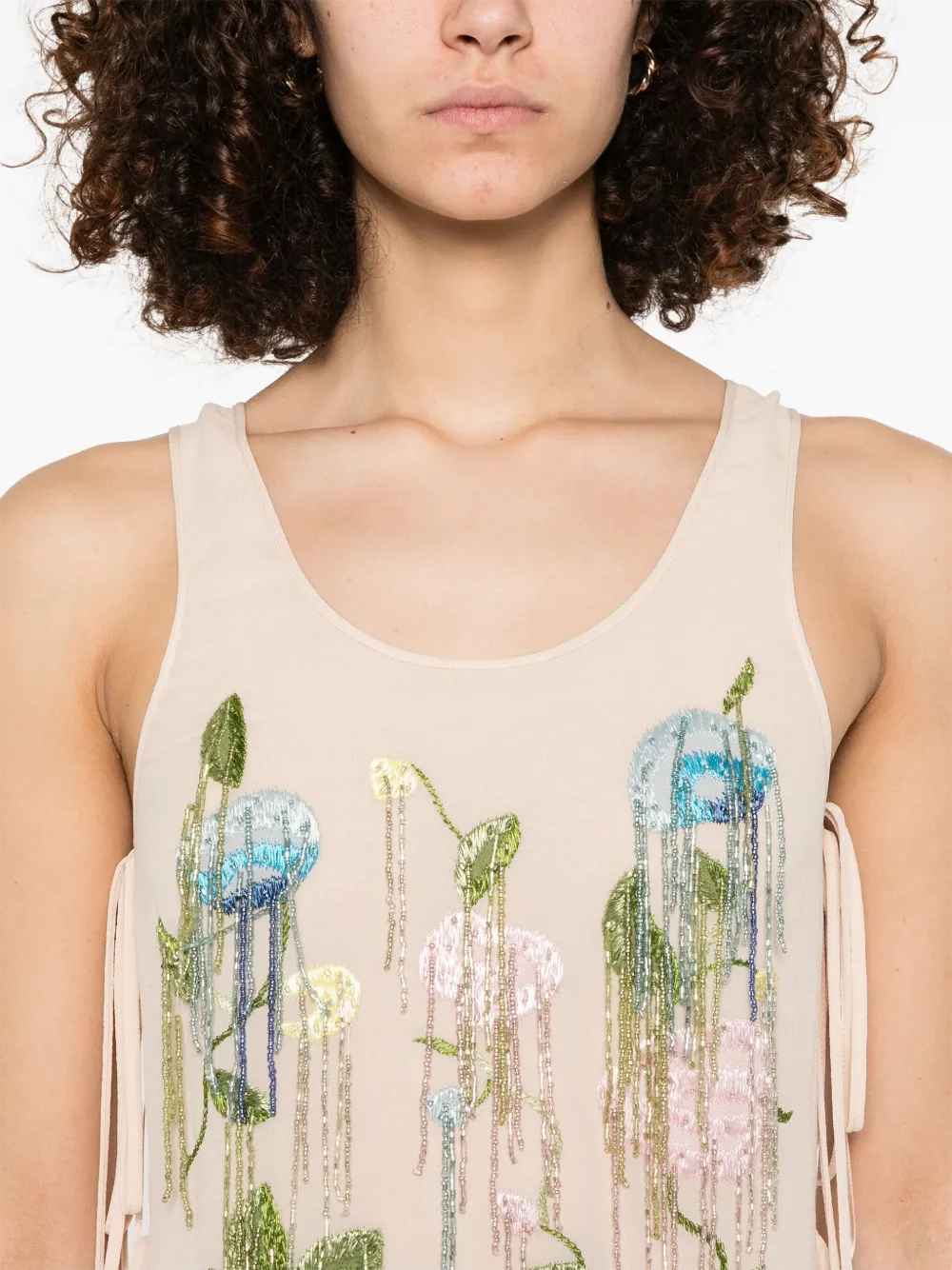 Blumarine Top met kralen kwastje Beige