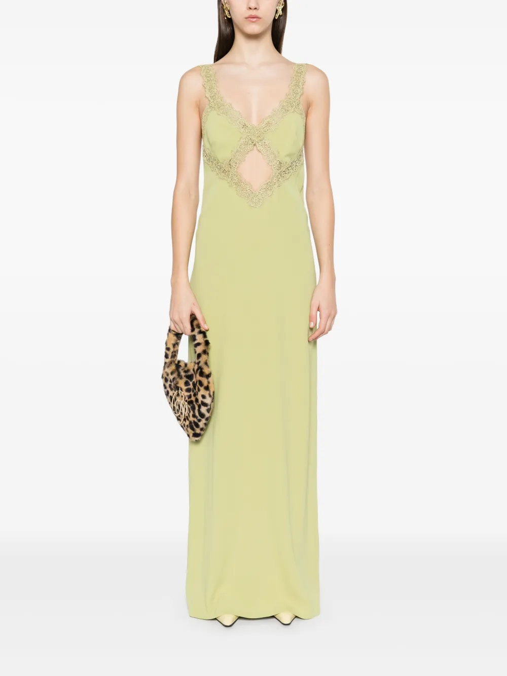 Blumarine Maxi-jurk met kant - Groen