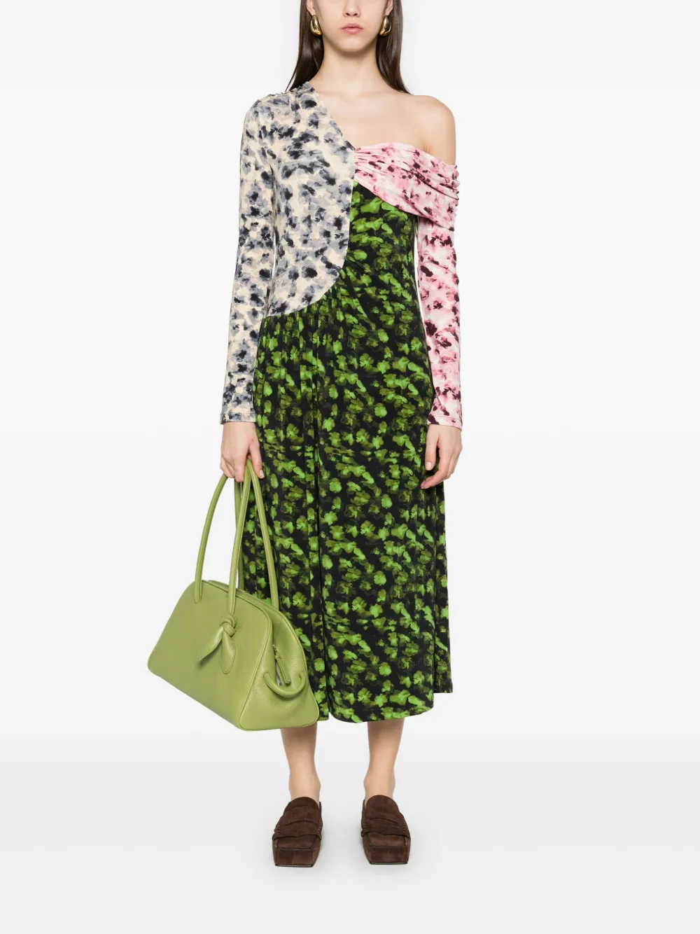 Stine Goya Asymmetrische midi-jurk met lange mouwen - Groen