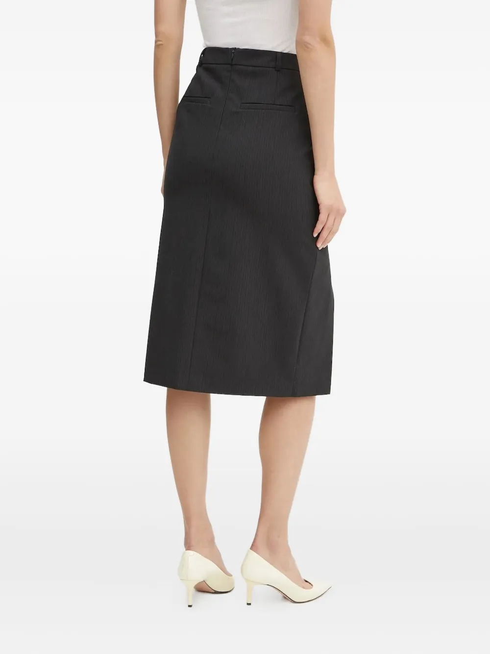 Herskind Pinstripe Split Skirt In Black