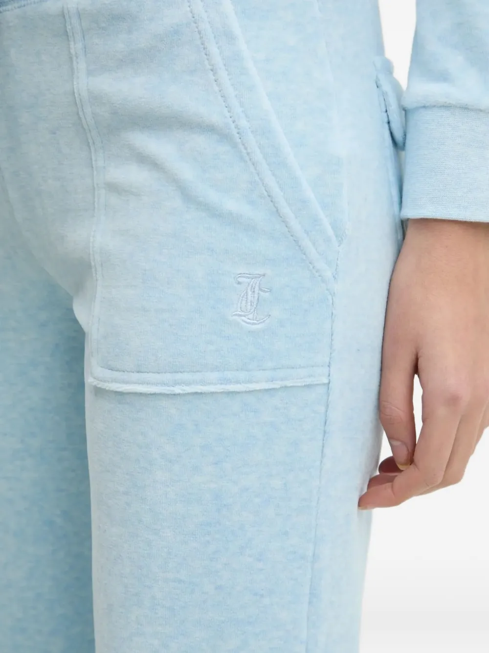 Juicy Couture Fluwelen broek met geborduurde zak Blauw