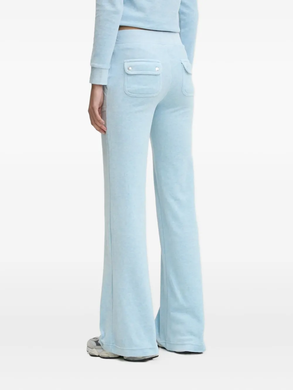 Juicy Couture embroidered-pocket velour trousers - Blauw