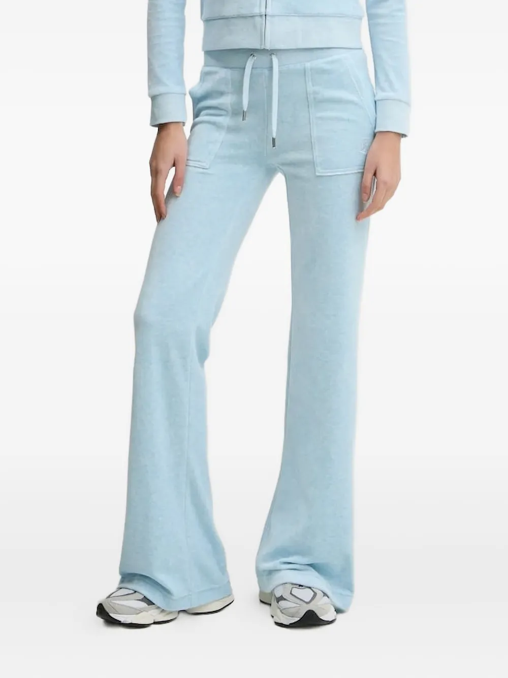 Juicy Couture embroidered-pocket velour trousers | Blue | Image 1