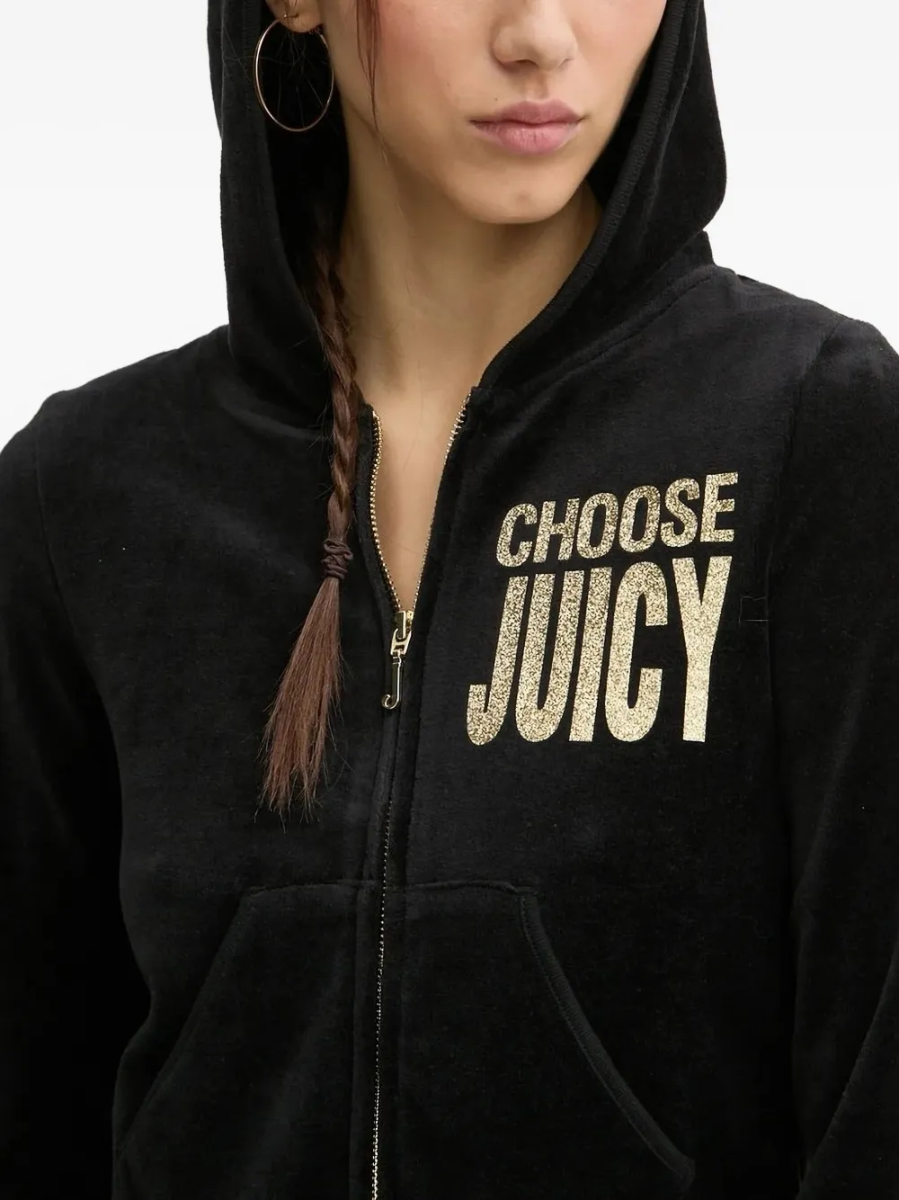 Juicy Couture Blusa De Plush Com Capuz e Zíper | Preto | FARFETCH BR