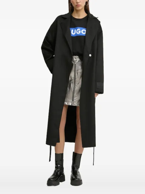 HUGO belted-waist lapel coat