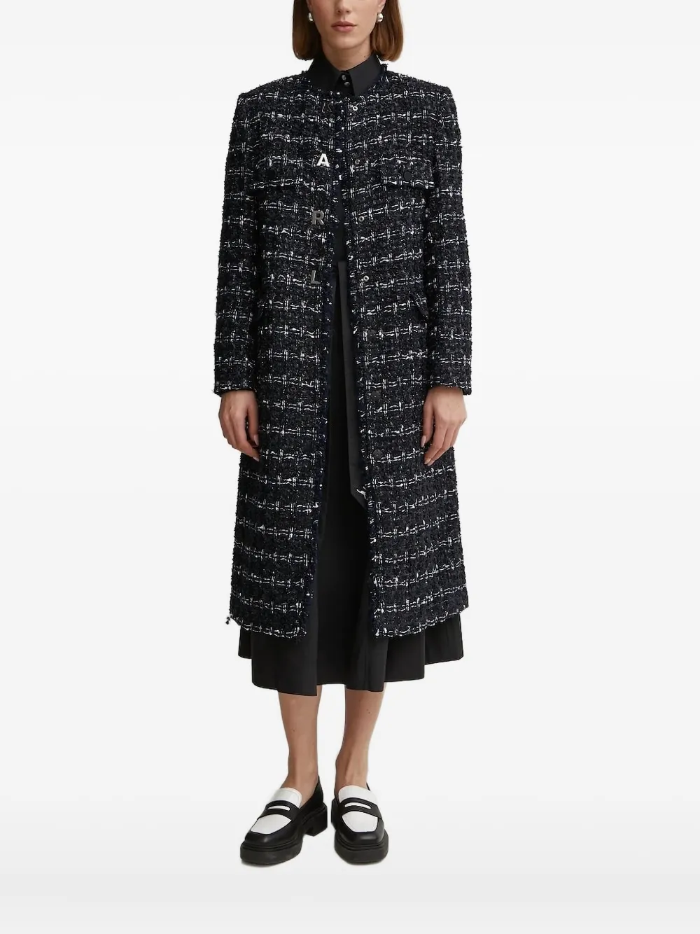 Karl Lagerfeld Tweed jas met logo Zwart