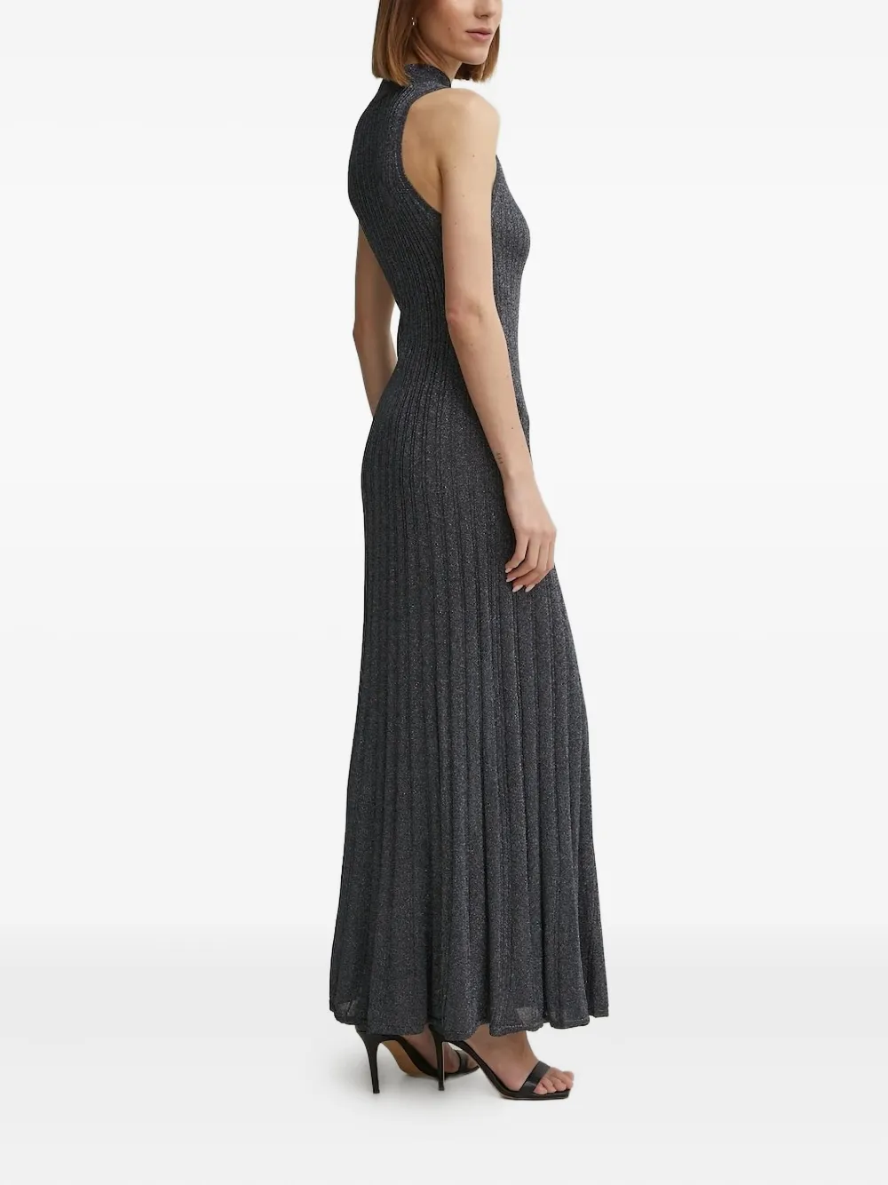 IVY OAK Flora ribbed high-neck maxi dress - Grijs
