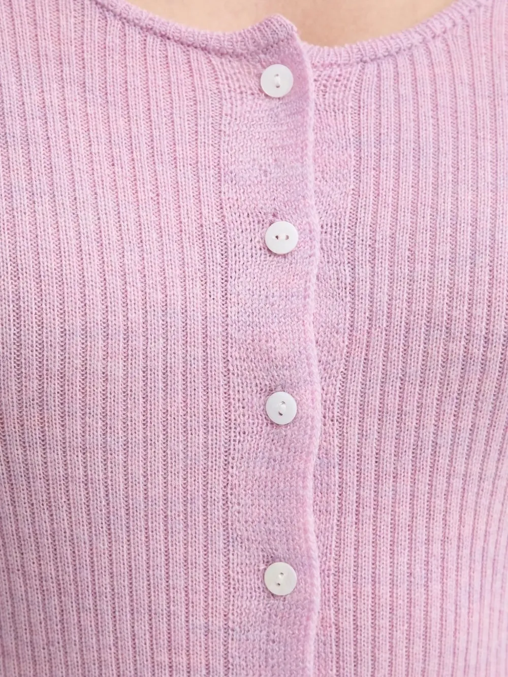 Herskind Ribbed Button-front Cardigan In Pink