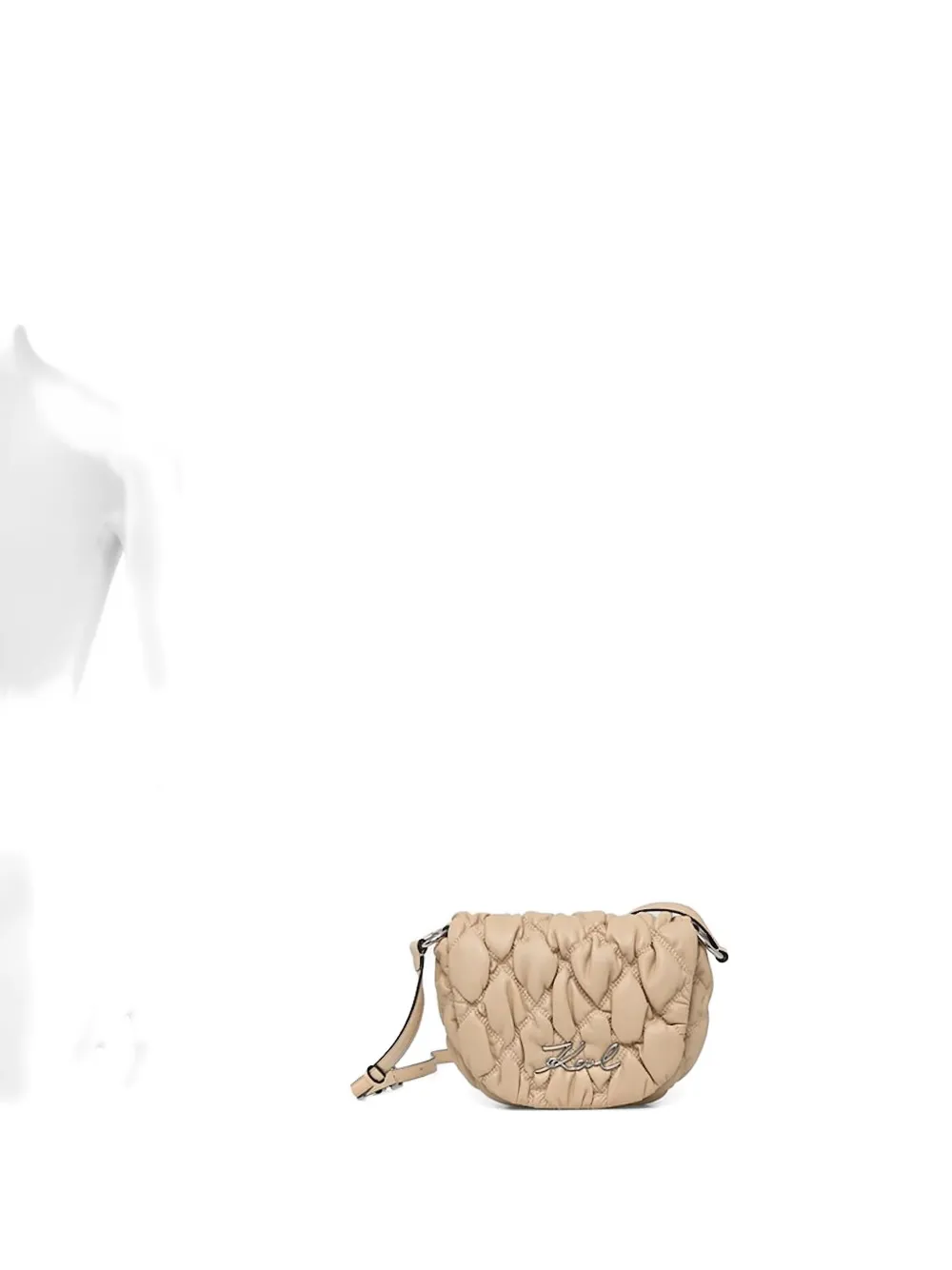Karl Lagerfeld Quilted Logo-plaque Shoulder Bag In Neutral