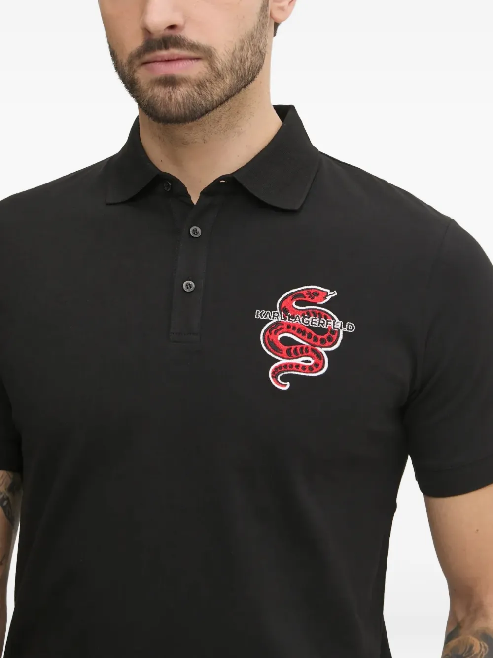 Karl Lagerfeld Poloshirt met geborduurd logo Zwart