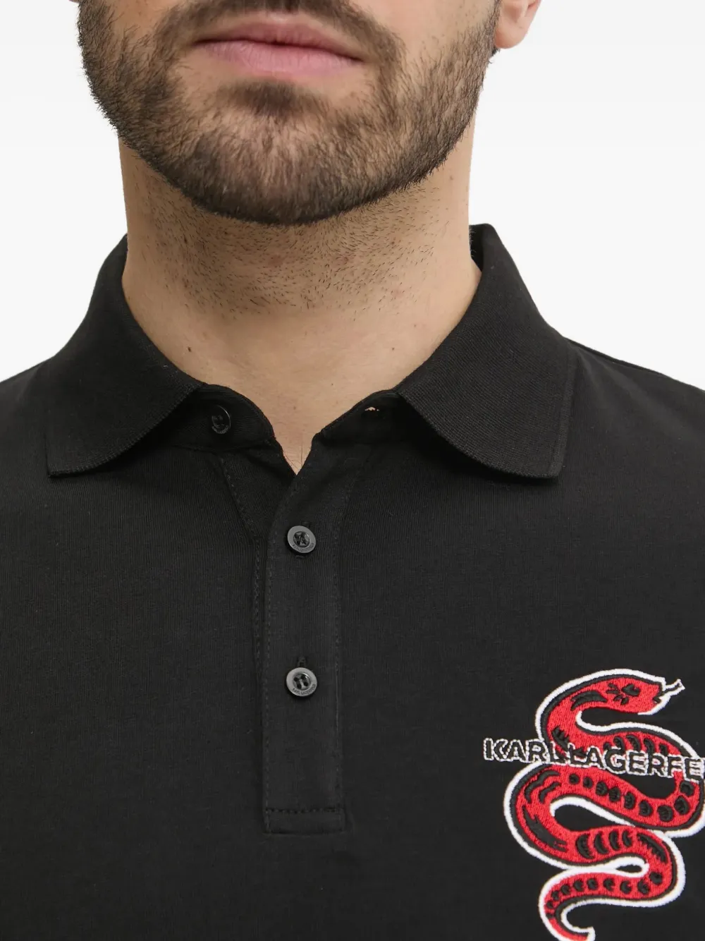 Karl Lagerfeld Poloshirt met geborduurd logo Zwart