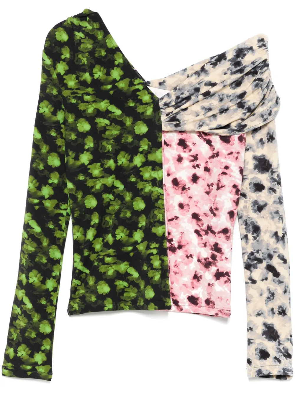 Stine Goya One-shoulder Long-sleeve Top In Green