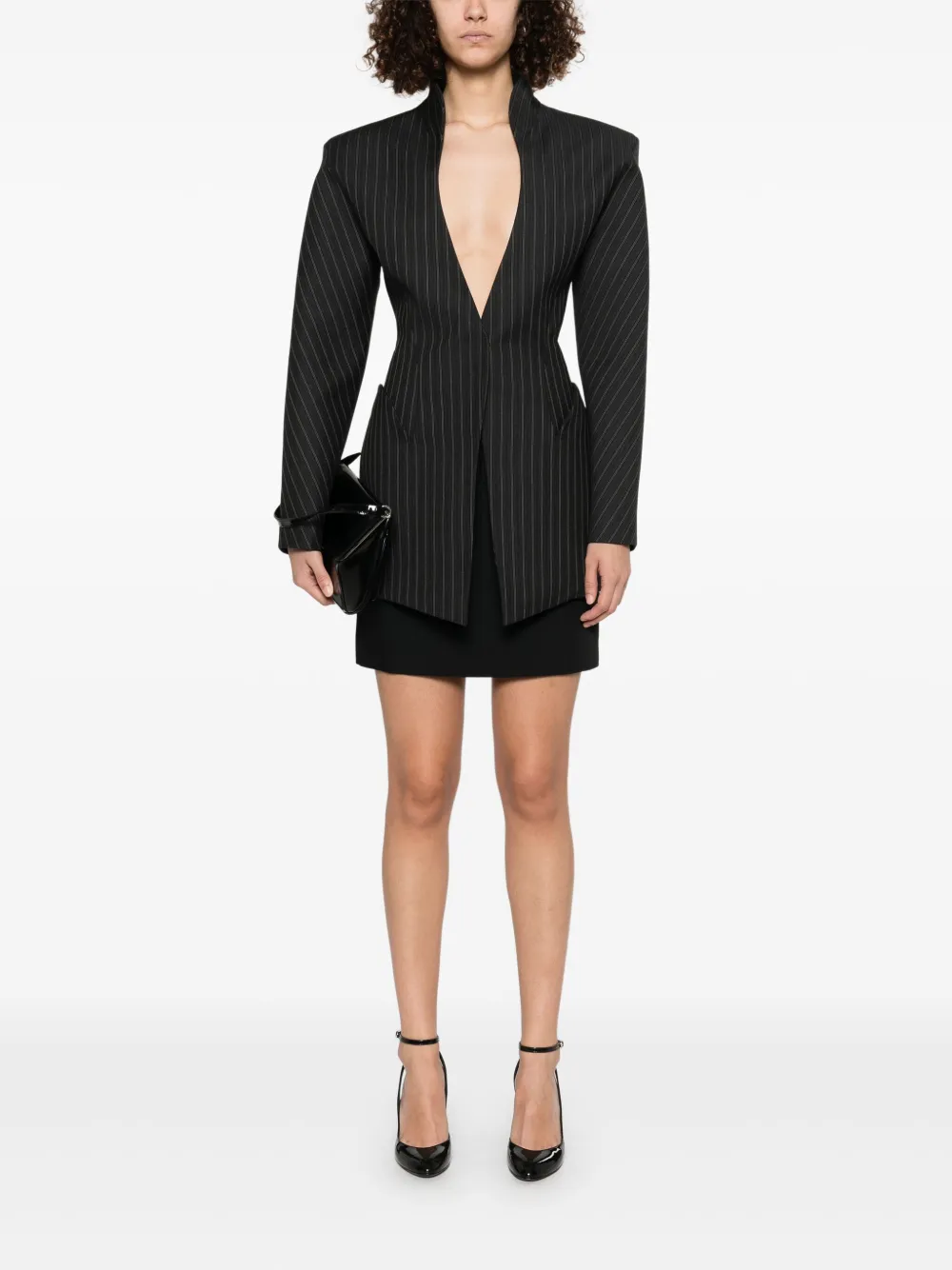 Mugler Gestreepte blazer - Grijs