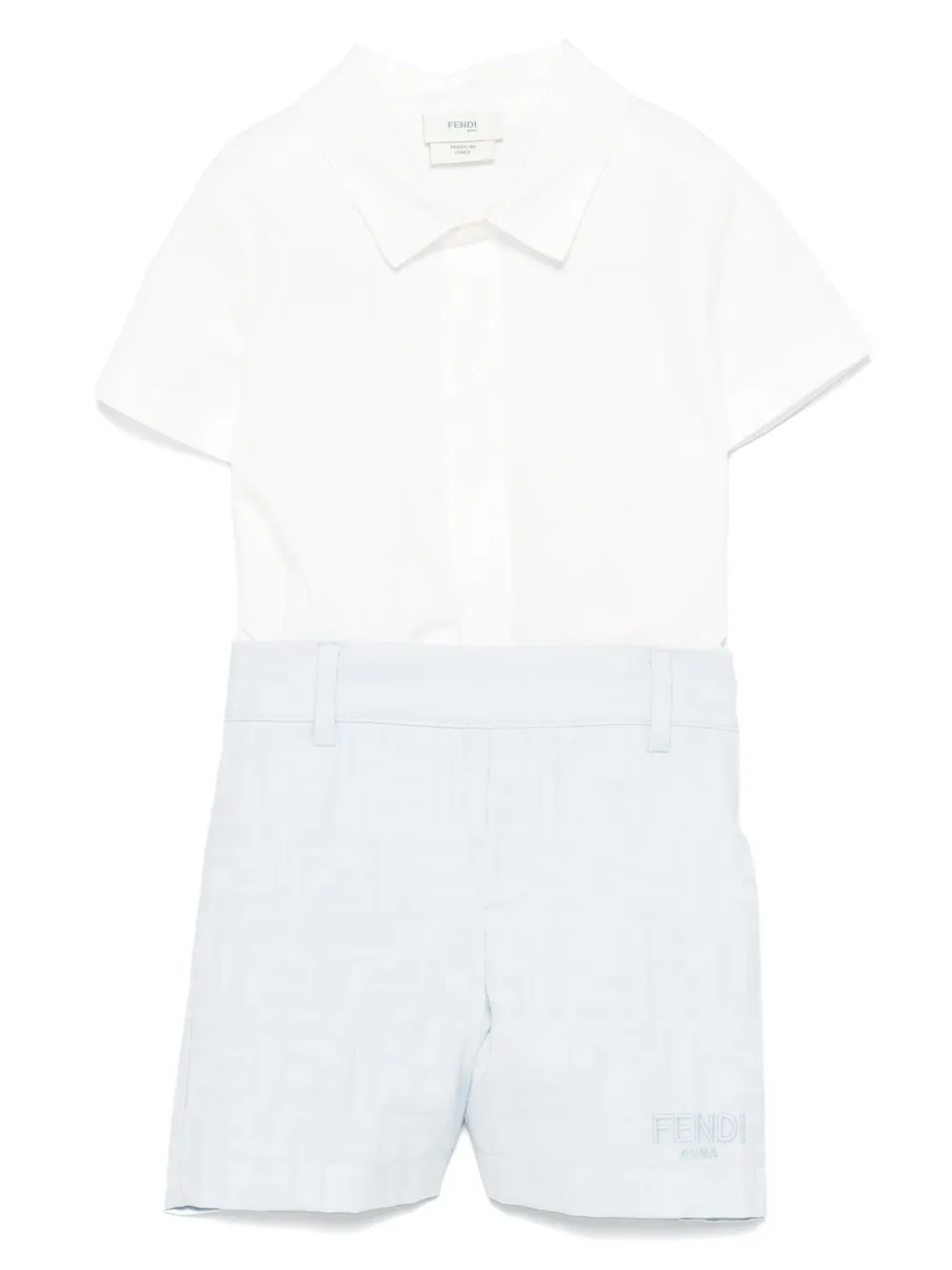 Fendi Kids Shirt en shorts met FF-jacquard Blauw