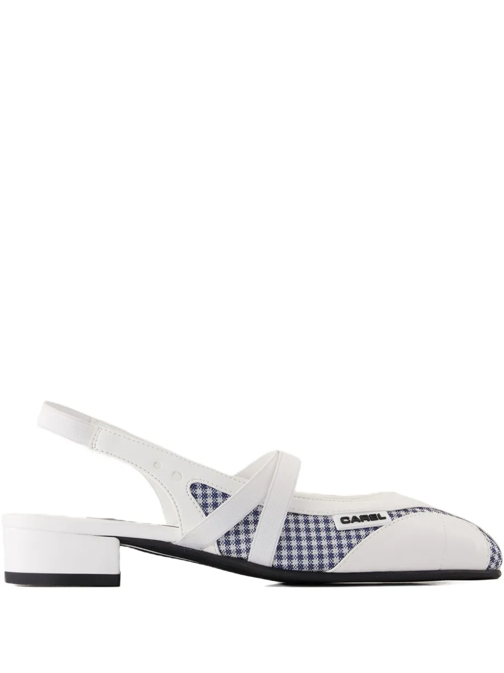 Carel Paris 20mm sling back checked flat pumps White