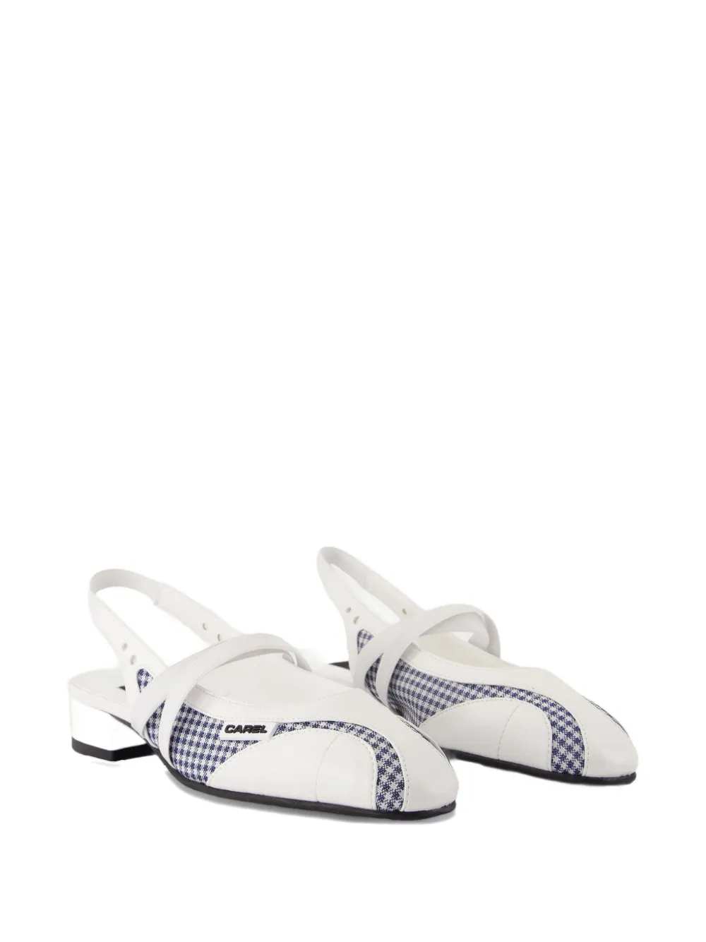 Carel Paris 20mm sling back checked flat pumps White