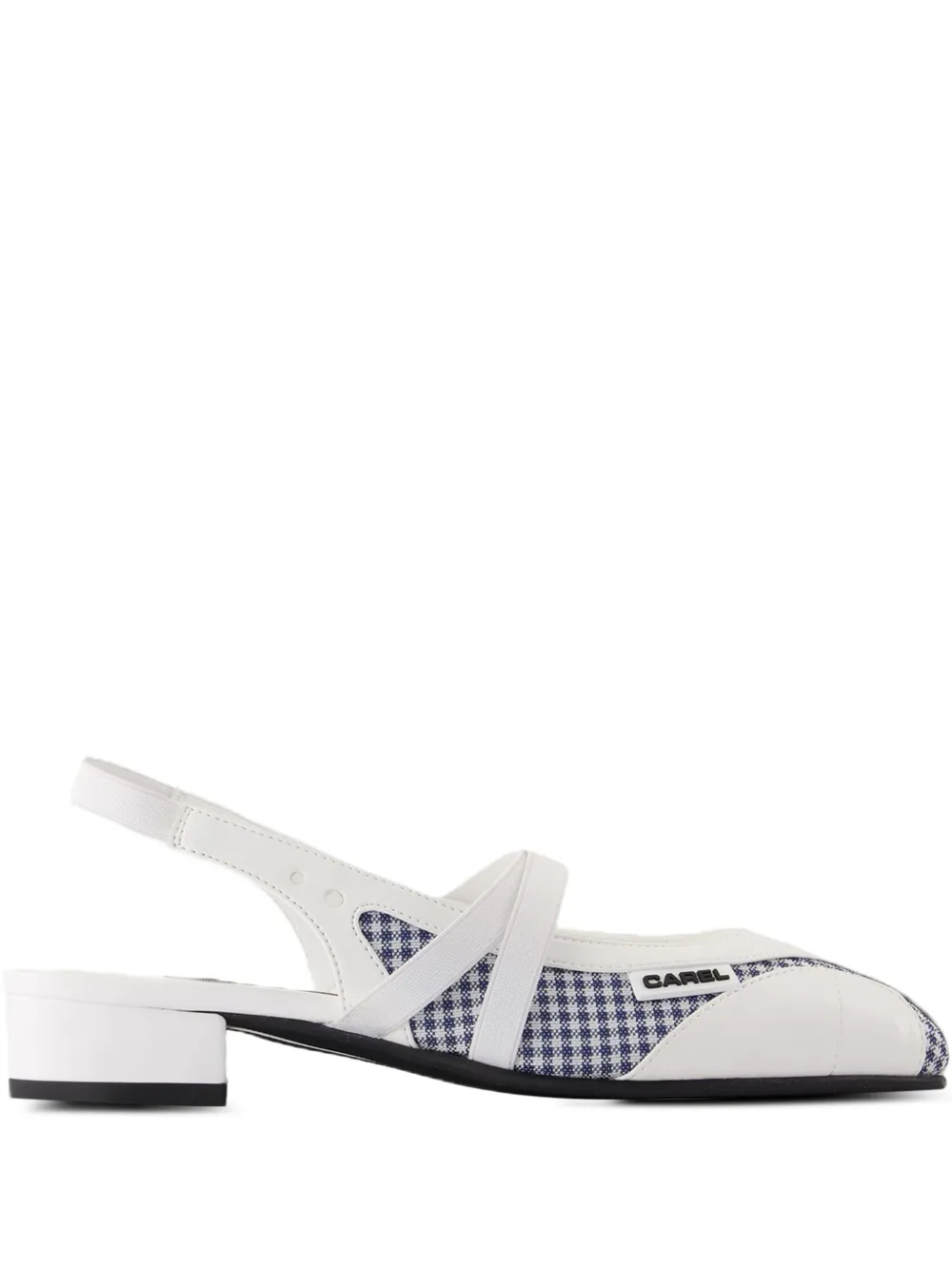 Carel Paris 20mm sling back checked flat pumps White