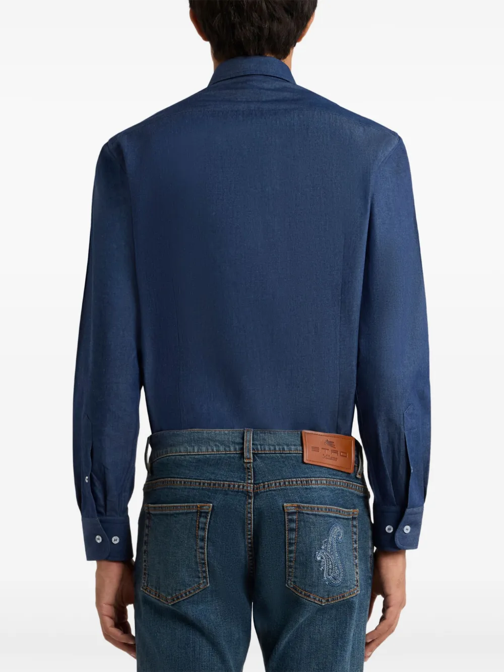 ETRO Pegaso chambray overhemd Blauw