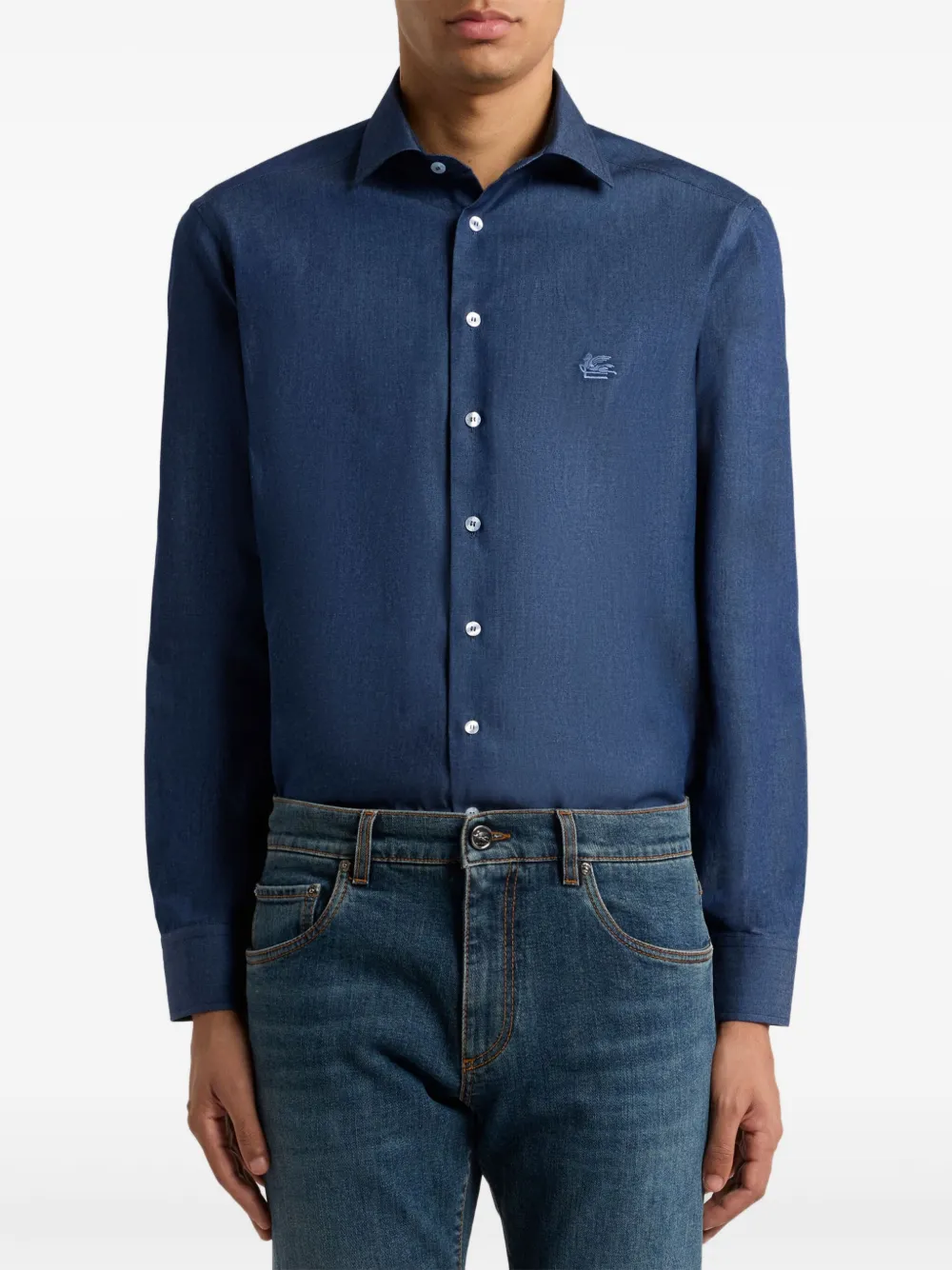 ETRO Pegaso chambray shirt - Blauw