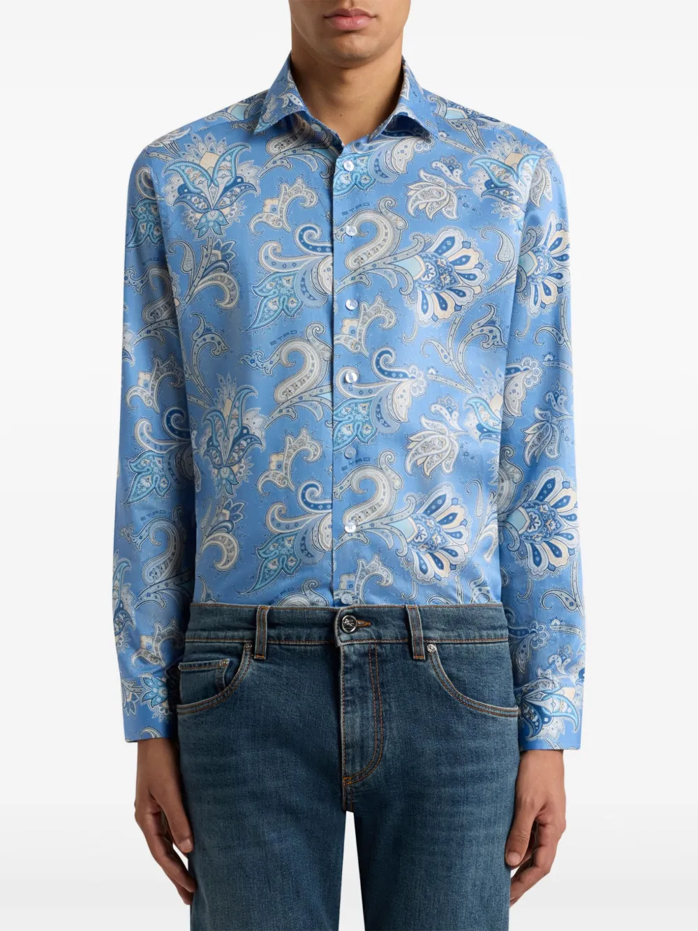 ETRO Maxi Flower Paisley shirt - Blauw