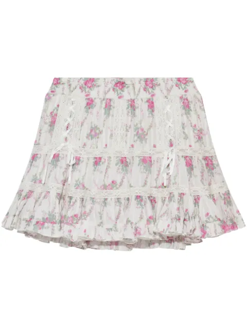 LoveShackFancy rose-print mini skirt