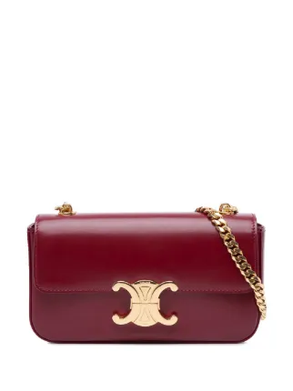 Céline Pre-Owned 2022 Triomphe Calfskin Cuir Chain Shoulder Bag 